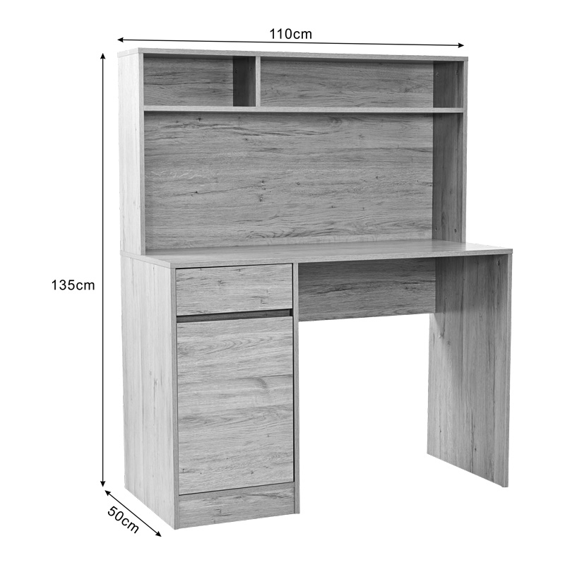 Office desk with shelf Secreta pakoworld in oak color 110x50x135cm Office desk with shelf Secreta pakoworld in oak color 110x50x135cm