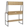 Office desk with shelf Herbey pakoworld in oak color with black metal leg 100x48x139cm
