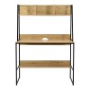 Office desk with shelf Herbey pakoworld in oak color with black metal leg 100x48x139cm
