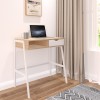 Office desk with shelf and drawer Rezio pakoworld in oak-white color with white metal leg 75x45x76cm