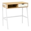 Office desk with shelf and drawer Rezio pakoworld in oak-white color with white metal leg 75x45x76cm