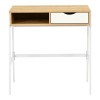 Office desk with shelf and drawer Rezio pakoworld in oak-white color with white metal leg 75x45x76cm