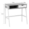 Office desk with shelf and drawer Rezio pakoworld in oak-white color with white metal leg 75x45x76cm