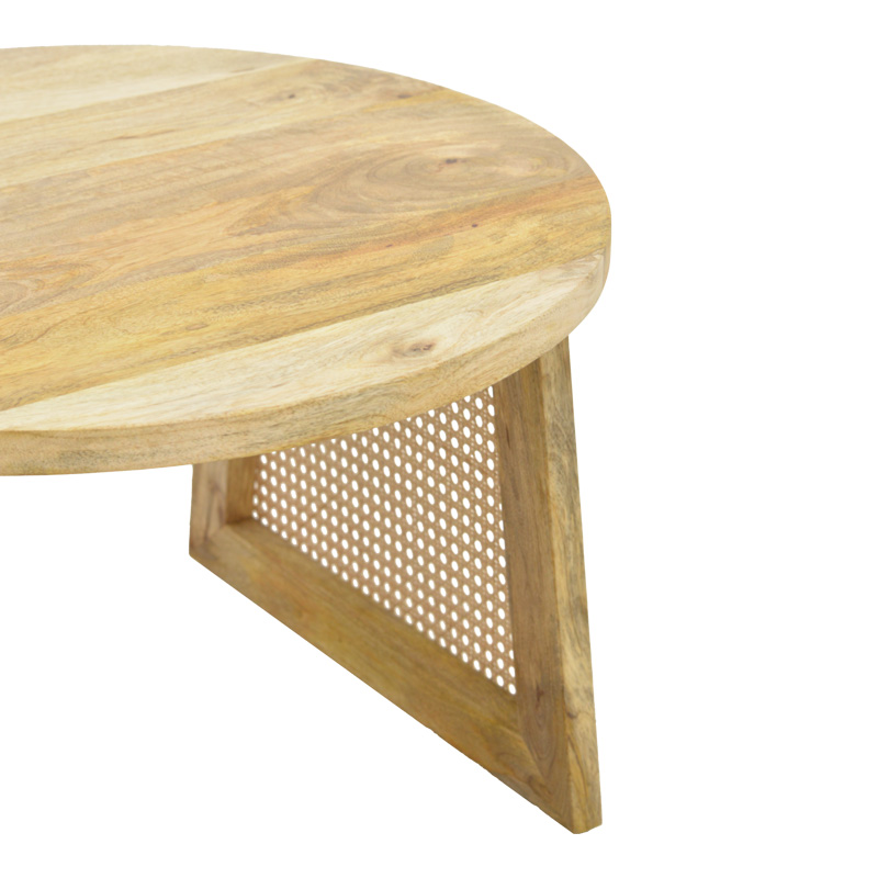 Τραπέζι Tamarind pakoworld ξύλο mango-φυσικό rattan σε φυσική απόχρωση Φ65x40εκ