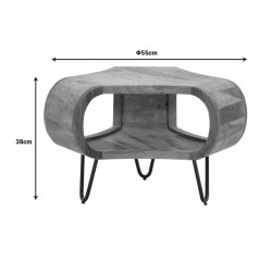 Merck pakoworld table solid sheesham wood in walnut color with black metal legs D55x38cm Merck pakoworld table solid sheesham wood in walnut color with black metal legs D55x38cm