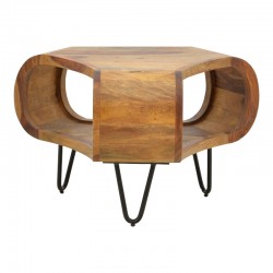 Merck pakoworld table solid sheesham wood in walnut color with black metal legs D55x38cm Merck pakoworld table solid sheesham wood in walnut color with black metal legs D55x38cm