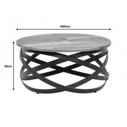 Monar pakoworld table, solid sheesham wood in walnut color with black metal legs, Φ60x30cm Monar pakoworld table, solid sheesham wood in walnut color with black metal legs, Φ60x30cm