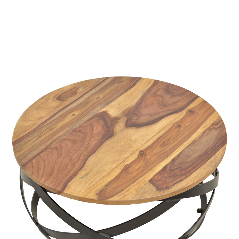 Monar pakoworld table, solid sheesham wood in walnut color with black metal legs, Φ60x30cm Monar pakoworld table, solid sheesham wood in walnut color with black metal legs, Φ60x30cm