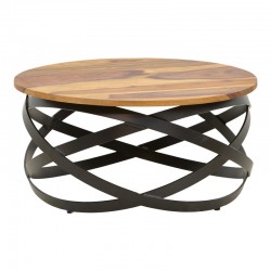 Monar pakoworld table, solid sheesham wood in walnut color with black metal legs, Φ60x30cm Monar pakoworld table, solid sheesham wood in walnut color with black metal legs, Φ60x30cm