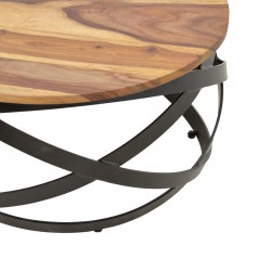 Monar pakoworld table, solid sheesham wood in walnut color with black metal legs, Φ60x30cm Monar pakoworld table, solid sheesham wood in walnut color with black metal legs, Φ60x30cm