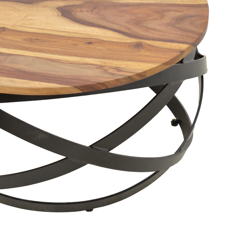 Monar pakoworld table, solid sheesham wood in walnut color with black metal legs, Φ60x30cm Monar pakoworld table, solid sheesham wood in walnut color with black metal legs, Φ60x30cm