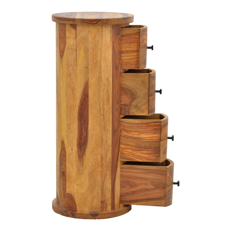 Settie pakoworld chest of drawers, solid sheesham wood in walnut shade, Φ35x85cm Settie pakoworld chest of drawers, solid sheesham wood in walnut shade, Φ35x85cm