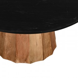 Coffee table Ezerdian pakoworld solid acacia wood in natural color and black marble table top D90x45cm