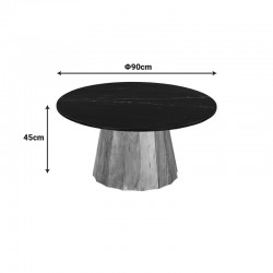 Coffee table Ezerdian pakoworld solid acacia wood in natural color and black marble table top D90x45cm