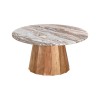 Coffee table Ezerdian pakoworld solid acacia wood in natural color and marble table top D90x45cm