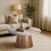 Coffee table Ezerdian pakoworld solid acacia wood in natural color and marble table top D90x45cm