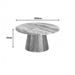 Coffee table Ezerdian pakoworld solid acacia wood in natural color and marble table top D90x45cm Coffee table Ezerdian pakoworld solid acacia wood in natural color and marble table top D90x45cm