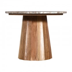Table Ezerdian pakoworld solid acacia wood in natural color and marble table top D120x76cm Table Ezerdian pakoworld solid acacia wood in natural color and marble table top D120x76cm