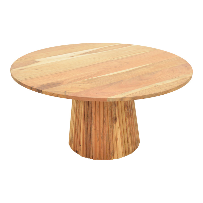 Coffee table Canicule II pakoworld solid acacia wood in natural shade D80x40cm Coffee table Canicule II pakoworld solid acacia wood in natural shade D80x40cm
