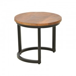 Frina pakoworld coffee table set of 3 mango wood in walnut color with black metal leg