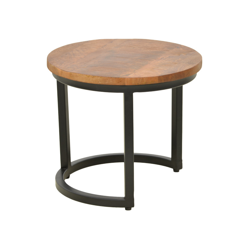 Frina pakoworld coffee table set of 3 mango wood in walnut color with black metal leg
