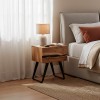 Imena bedside table pakoworld solid Acacia wood in natural shade with black metal legs 45x35x56cm