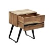 Imena bedside table pakoworld solid Acacia wood in natural shade with black metal legs 45x35x56cm
