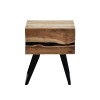 Imena bedside table pakoworld solid Acacia wood in natural shade with black metal legs 45x35x56cm