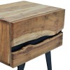 Imena bedside table pakoworld solid Acacia wood in natural shade with black metal legs 45x35x56cm