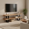 Fuji pakoworld TV cabinet, solid acacia wood in a natural shade with black metal legs 140x40x52cm