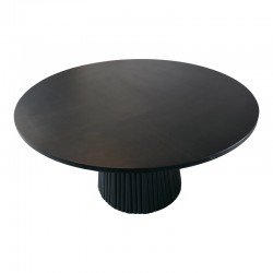 Τραπέζι σαλονιού Canicule pakoworld μασίφ ξύλο ακακίας μαύρο Φ80x40εκ