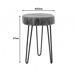 Βοηθητικό τραπέζι Tripp pakoworld μασίφ ξύλο ακακίας σε φυσική απόχρωση με μαυρα μεταλλικά πόδια 32x30x47εκ