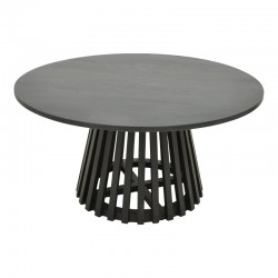 Τραπέζι σαλονιού Radiane pakoworld μασίφ ξύλο ακακίας σε μαύρη απόχρωση Φ80x40εκ