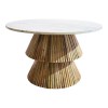 Coffee table Havai pakoworld solid mango wood in natural shade and white marble surface D80x45cm