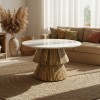 Coffee table Havai pakoworld solid mango wood in natural shade and white marble surface D80x45cm