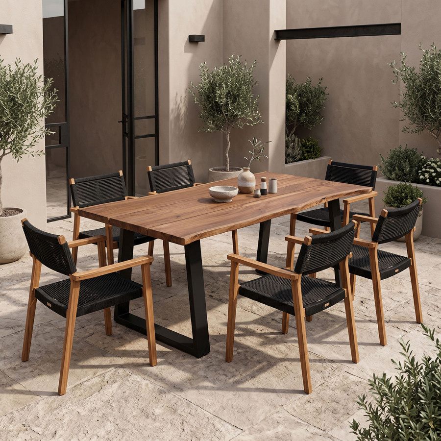 Τραπέζι Miles pakoworld μασίφ ξύλο ακακίας καρυδί 200x100x76εκ