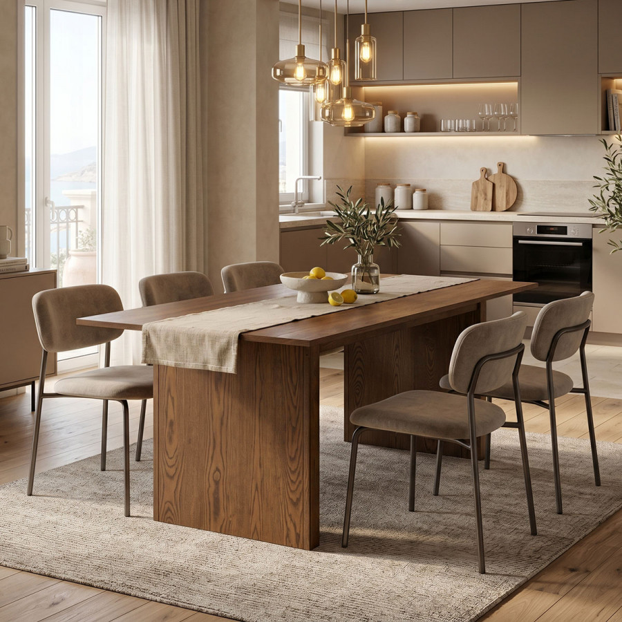 Eleganza pakoworld mdf table in walnut shade 180x99x75.8cm