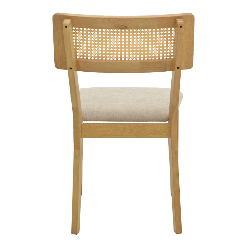 Raffles chair pakoworld rubberwood with pe rattan and grey beige fabric 47x48x83.5cm