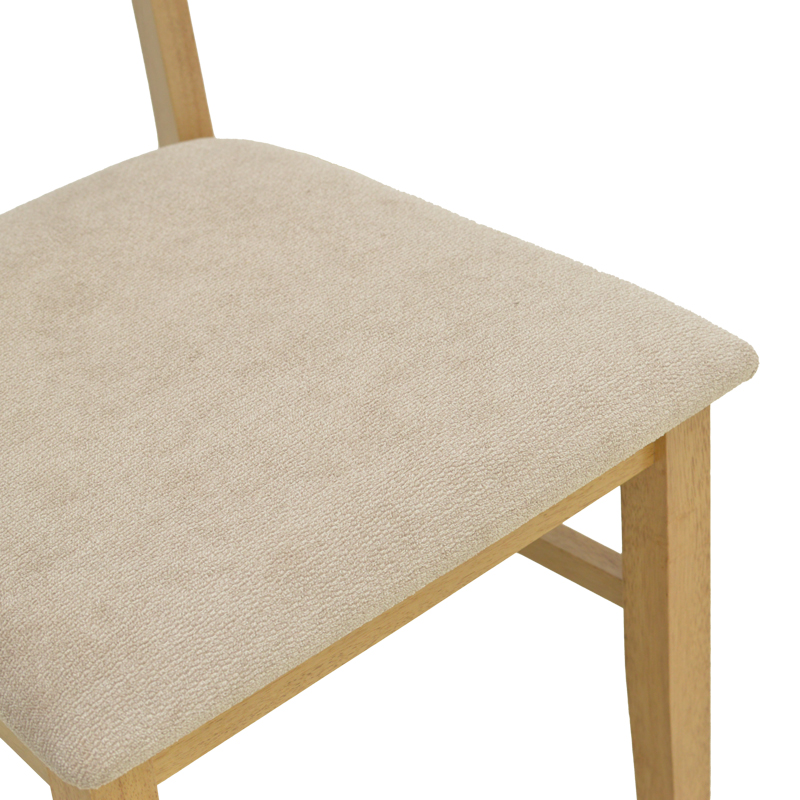 Raffles chair pakoworld rubberwood with pe rattan and grey beige fabric 47x48x83.5cm