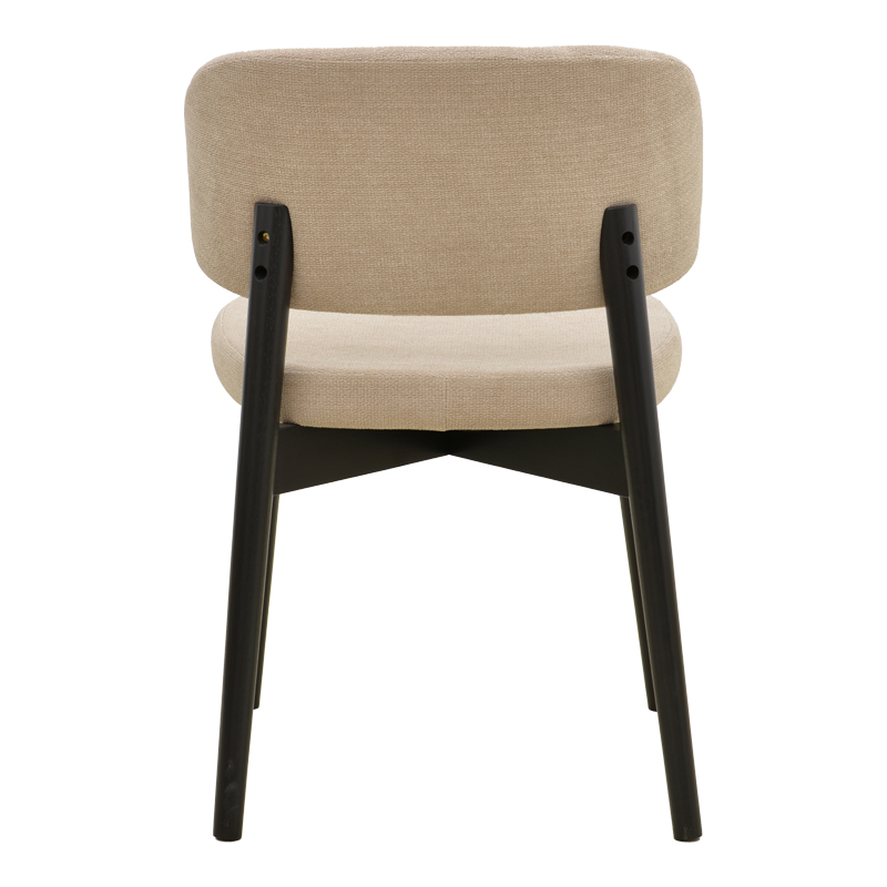 Καρέκλα Siena pakoworld μπεζ ύφασμα μαύρο rubberwood 48x50x81εκ