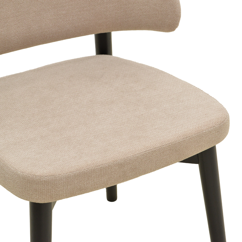 Καρέκλα Siena pakoworld μπεζ ύφασμα μαύρο rubberwood 48x50x81εκ