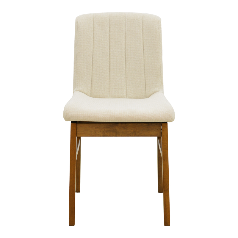 Καρέκλα Dalby pakoworld εκρού ύφασμα καρυδί rubberwood 50x45x85,5εκ