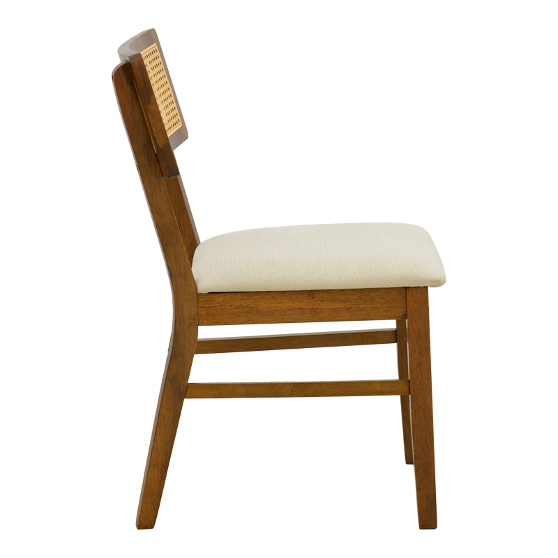 Chair Raffles pakoworld walnut rubberwood with pe rattan and ecru fabric 47x48x83.5cm