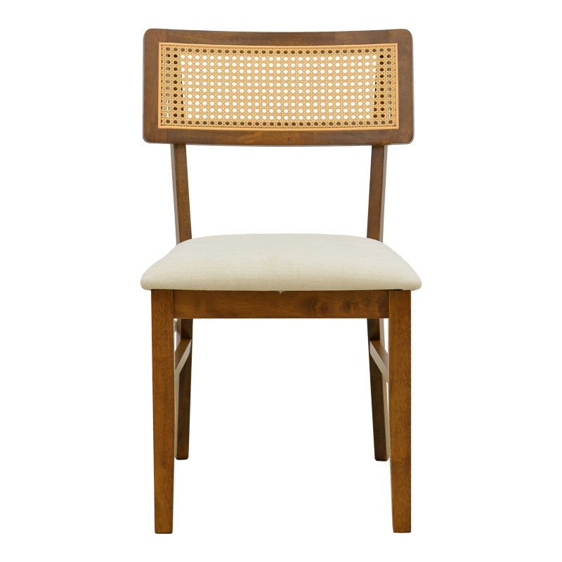 Chair Raffles pakoworld walnut rubberwood with pe rattan and ecru fabric 47x48x83.5cm