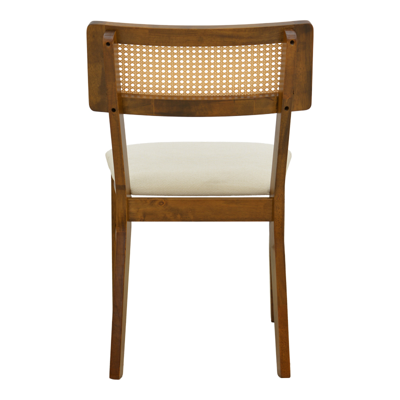 Chair Raffles pakoworld walnut rubberwood with pe rattan and ecru fabric 47x48x83.5cm