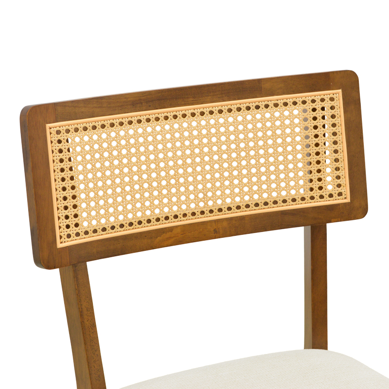 Chair Raffles pakoworld walnut rubberwood with pe rattan and ecru fabric 47x48x83.5cm