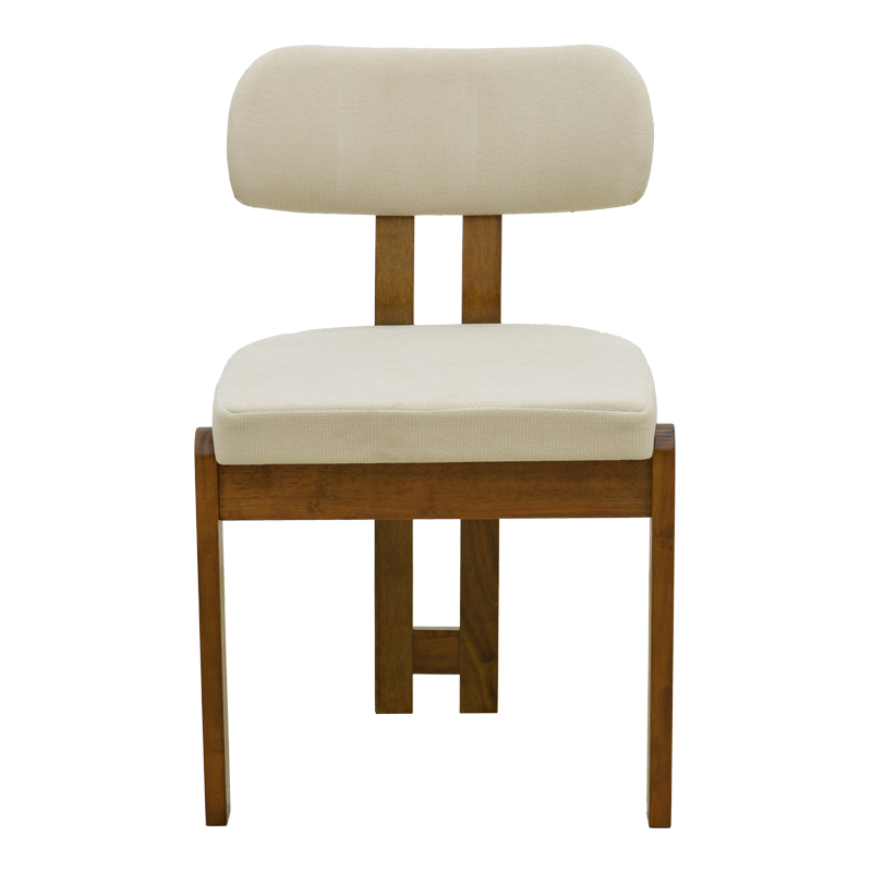 Καρέκλα Genoa pakoworld καρυδί rubberwood και εκρού ύφασμα 50x43x82εκ