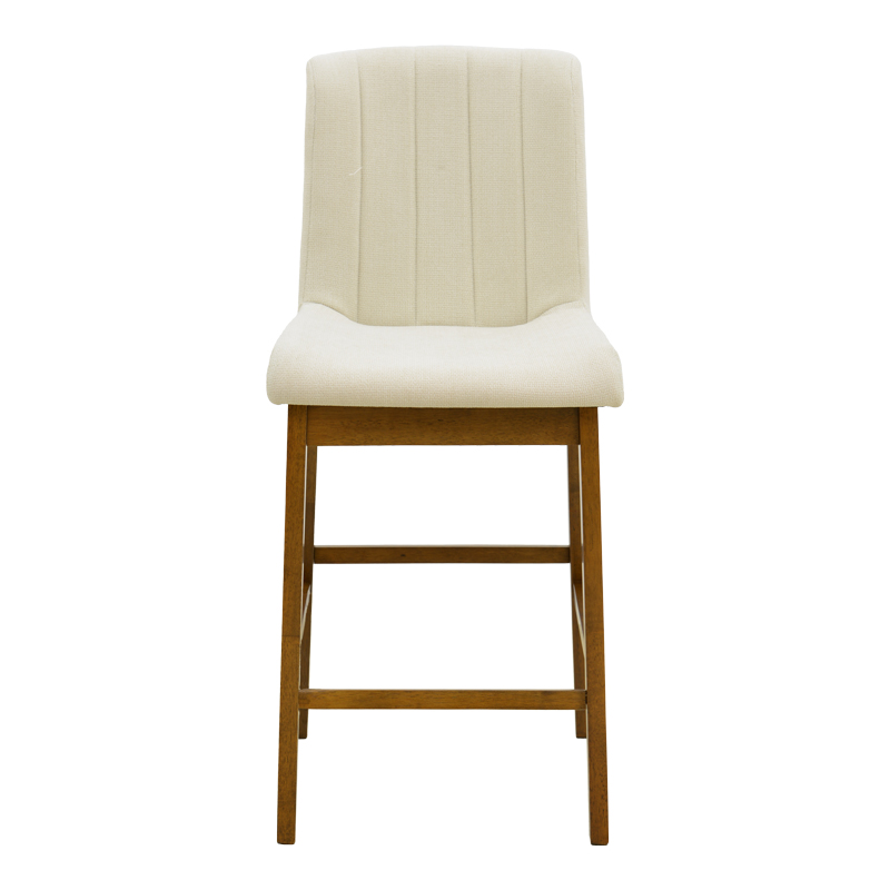 Σκαμπό μπαρ Dalby pakoworld καρυδί rubberwood και εκρού ύφασμα 50x45x102,5εκ