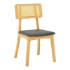 Chair Renna pakoworld natural color beech wood and black pu cushion 48x52x79cm