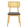 Chair Renna pakoworld natural color beech wood and black pu cushion 48x52x79cm